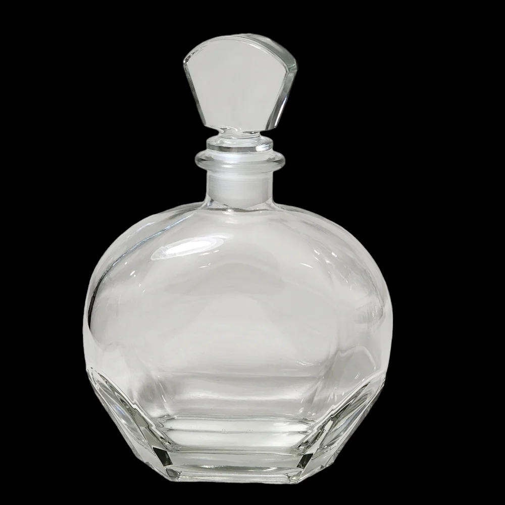 Vintage Italian Fine Clear Glass Bottle Carafe‎ Decanter With Stopper